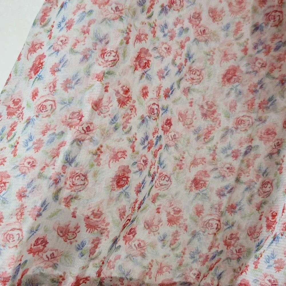 BONGO Prairie Style Sheer Floral Roses Ruffled Top Sz L - Picture 8 of 13